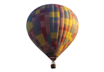 Isolated Hot Air Balloon Against a Clear Sky