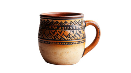 Ceramic Mug Traditional Design Drinkware Isolated on Transparent Background Rustic Charm