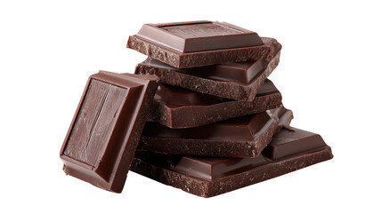 Decadent Dark Chocolate Stack A Tempting Tower of Sweetness and Richness on Transparent Backdrop