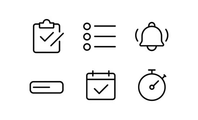 Minimalist outline icons for task management and scheduling