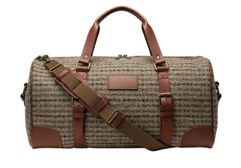 Isolated Stylish Duffle Bag with Leather Accents