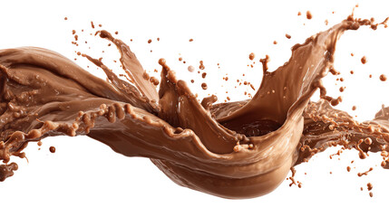 Dynamic Splash of Chocolate Milk Isolated on Transparent Background for Beverage Design