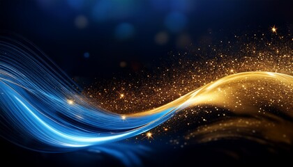 Fototapeta premium elegant glitter wave of light in blue and golden tones