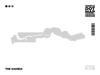 Minimalist dot map of The Gambia, use for education, design element or infographic