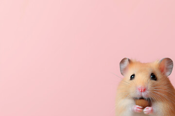 Adorable hamster with pink cheeks, cute whiskers, and furry ears on a soft background