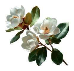 Obraz premium PNG Magnolia flowers leaves leaf.