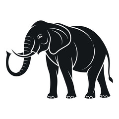 Fototapeta premium Black elephant silhouette with white outlines animal