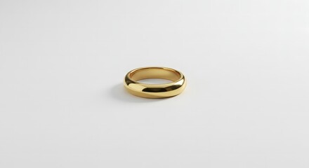 Simple Gold Wedding Band Ring Isolated on White Background Symbolizing Love and Commitment
