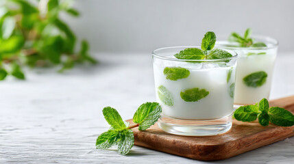 Refreshing Mint Yogurt Drink A Cool and Creamy Beverage for a Hot Summer Day