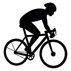 Obraz premium Black silhouette of a cyclist on a road bike cycling