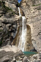 The enormous Sorrosal Waterfall in the Spanish village of Broto, in the province of Huesca. 
