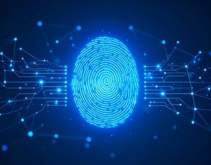 Futuristic fingerprint on a digital circuit