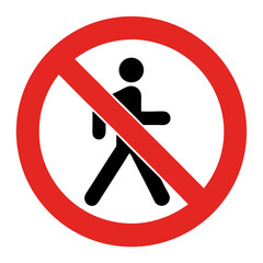 No jogging sign with human figure inside red crossed circle. No jogging allowed here; this simple sign communicates that jogging is prohibited. No jogging in this area or similar restricted spaces,
