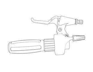 Bicycle Handlebar Grip and Brake Lever Line Art Illustration. High-resolution vector graphic for technical diagrams, web design, or bike component schematics. Isolated on transparent background.