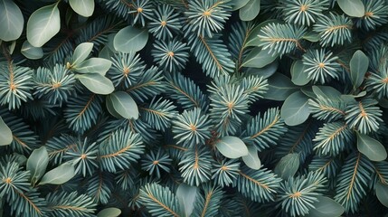 Emerald Green Pine Needles and Pine Cones Create a Natural Forest Floor Texture in Early Autumn