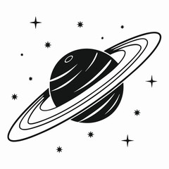 Ringed planet with stars rings space