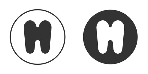 Tooth icon vector graphics in black and white color