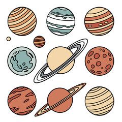 Striped planets and celestial bodies space solar system