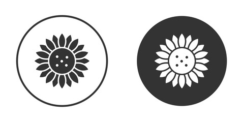 Sunflower icon vector graphics in black and white color