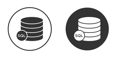 SQL icon vector graphics in black and white color