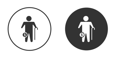 Retirement icon vector graphics in black and white color