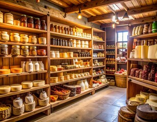 Fototapeta premium Traditional Country Store in Argentina with Salame, Cheese and Dulce de Leche