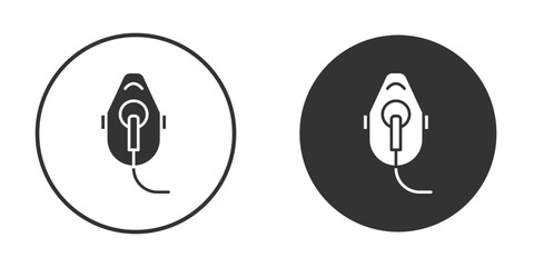Oxygen mask icon vector graphics in black and white color