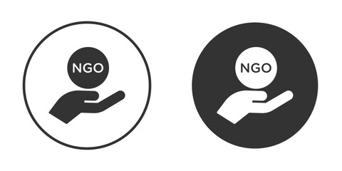 NGO icon vector graphics in black and white color