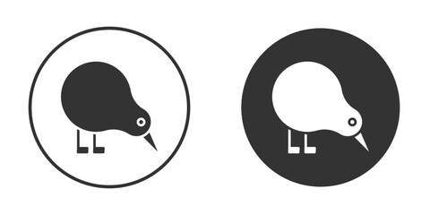 Kiwi bird icon vector graphics in black and white color