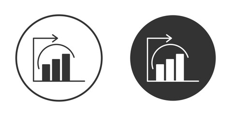 Diminishing returns icon vector graphics in black and white color