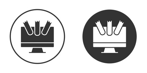 DOS icon vector graphics in black and white color