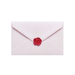 Pink love letter with a red heart wax seal