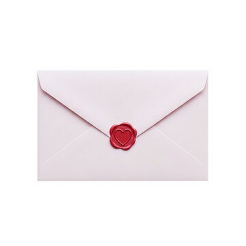 Pink love letter with a red heart wax seal
