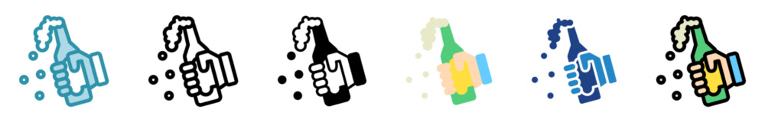 Beer Bottle multi style, mini illustration icon set. outline, flat, glyph, line color, dual tone. vector for UI, UX, app, web, digital or print. Related to lifestyle, relaxation, drinks, pub and bar.