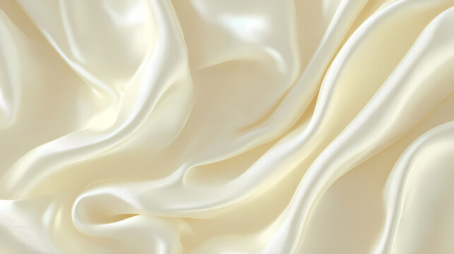 Elegant silky fabric texture in soft ivory color with flowing waves and subtle sheen for fashion designs. soft weave. Illustration
