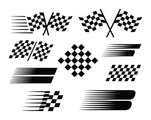 racing emblem icons checkered flag motion dynamic design