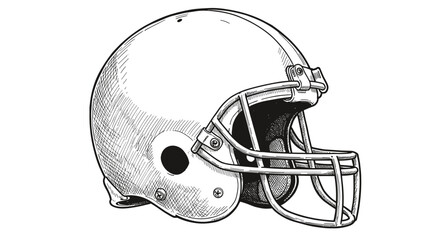  American football helmet  vintage ink sketch hand-drawn black and white vector illustration