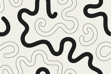 Obraz premium Abstract minimalist wallpaper featuring flowing black and white organic shapes providing a modern, unique design.