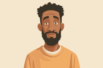 African American man with beard and expressive eyes in casual attire  