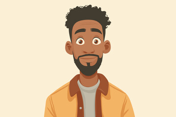 Smiling African American man in casual clothing with neutral background  