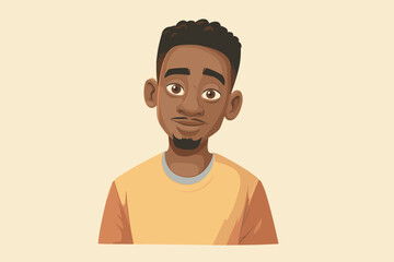 Young African American man smiling in casual attire on beige background  