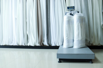 curtain stock in a showroom.