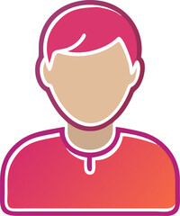 Fototapeta premium Red and pink abstract bust icon, male user profile 