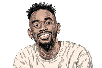African American man smiling in casual shirt and relaxed pose  