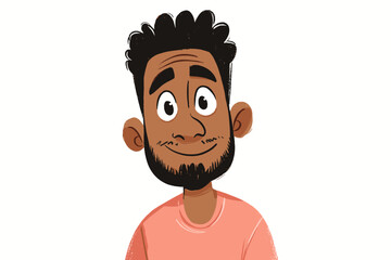 African American man smiling in a casual pink shirt illustration  