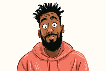 African American man smiling in a casual hoodie with a light background  