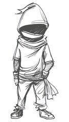 Obraz premium PNG A thief drawing sketch white.
