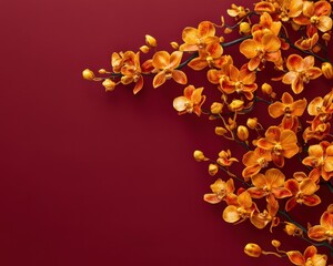 Ornate Orange Orchid and Gold Scroll Frame. A rich, classical design for premium branding or vintage themes.