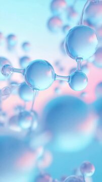 Molecule structure, pastel scientific background, skincare component visualization, cosmetic chemistry design, abstract retinol network