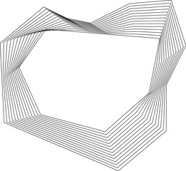 Motion shape with sharped edges created by concentric square lines surrounding a hollow center with dynamic flow.